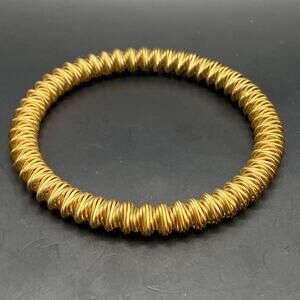10K Gold Plated Vintage Gold Tone Coil Bangle Bracelet - 7 1/2"